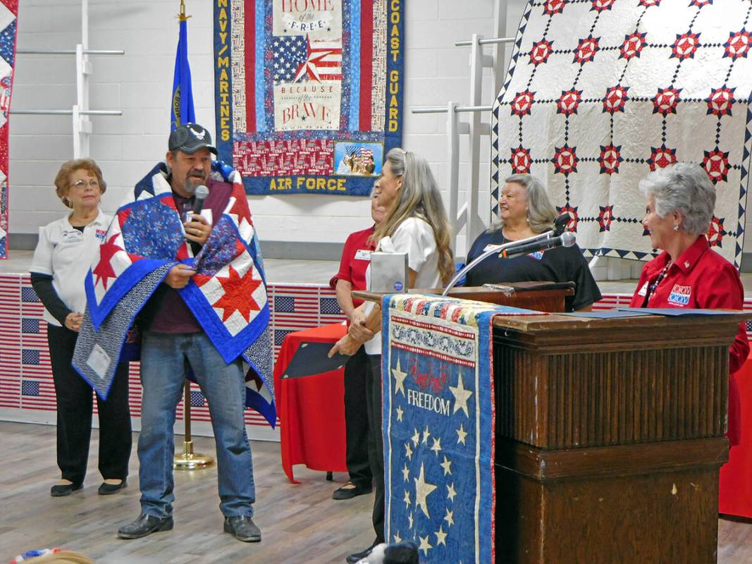 Robin Hebrock/Pahrump Valley Times U.S Air Force veteran Michael Gray is pictured thanking the ...