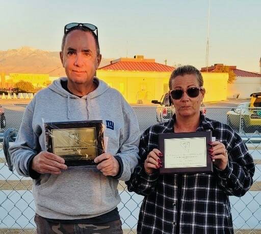 Special to Pahrump Valley Times The team of Joe Kalache (left) and Christy Russell finished in ...