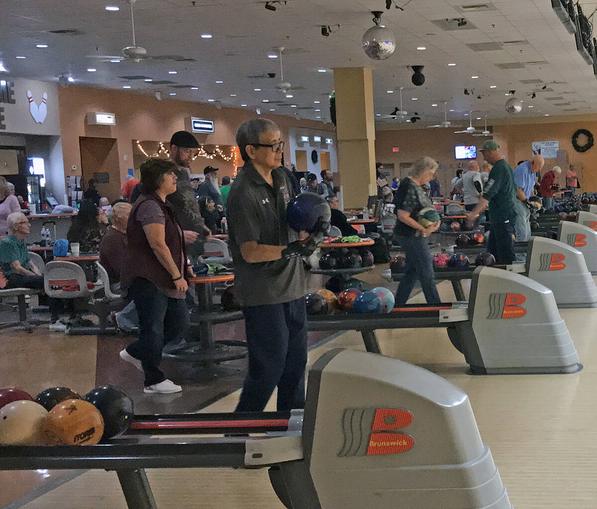 Robin Hebrock/Pahrump Valley Times All of the bowling lanes inside The Nugget Bowl were bustlin ...