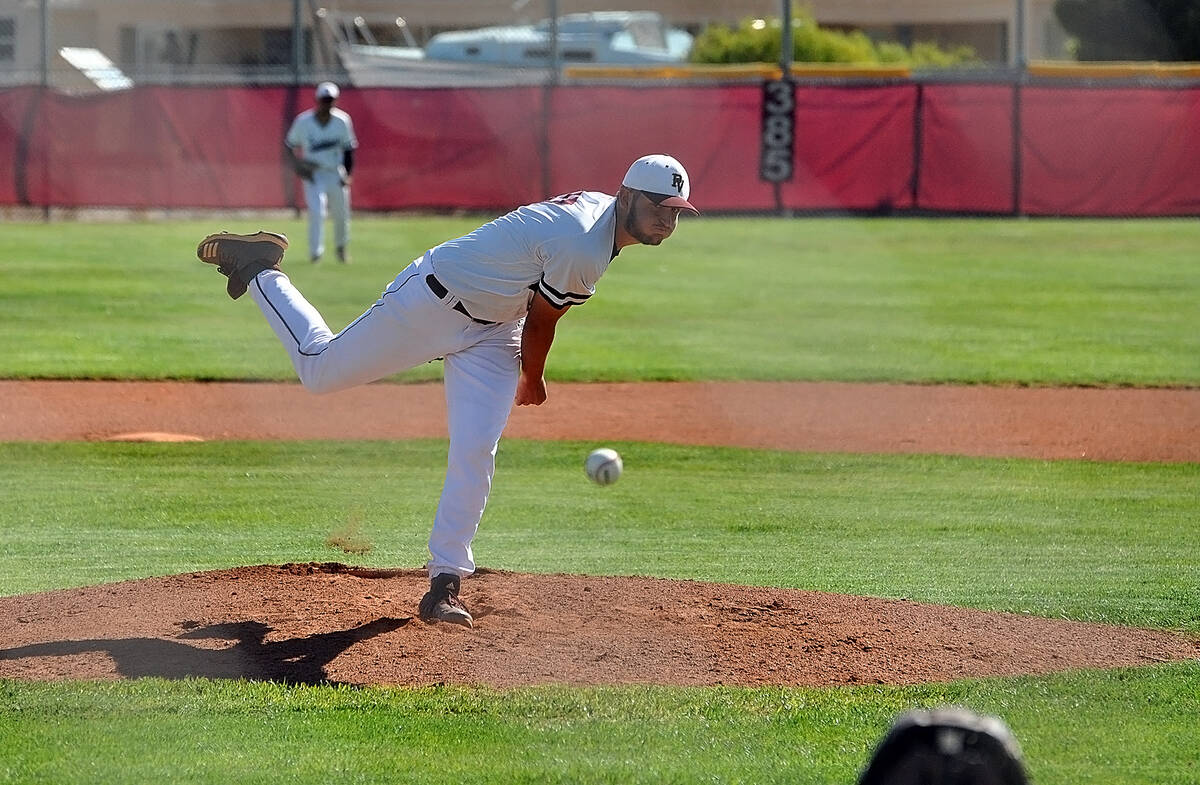 Horace Langford Jr./Pahrump Valley Times Pahrump Valley senior Jake Riding delivers Tuesday aga ...