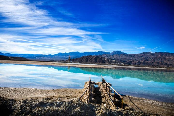 A lithium brining pond near Silver Peak is seen in 2015. (Las Vegas Review-Journal)