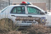A Nye County Sheriff’s patrol car in the yard behind their offices on Wednesday, Jan. 19 ...