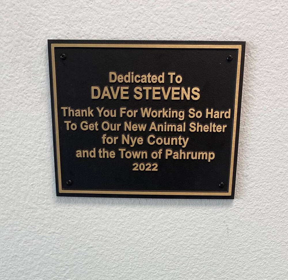Special to the Pahrump Valley Times A new plaque hangs inside the main entrance at the Nye Coun ...