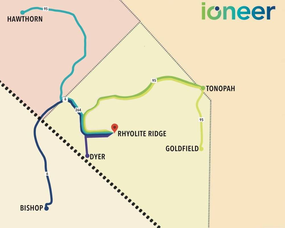 Special to the Times-Bonanza Photo shows a map showing the planned location for the lithium-min ...