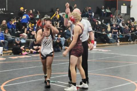 Special to Tonopah Times Sophomore Mitchell Miller (right) took third place in the 126-pound we ...