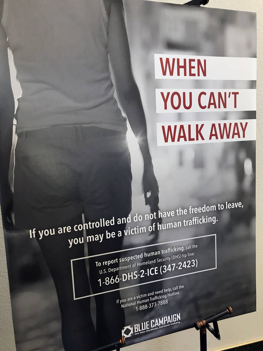 Robin Hebrock/Pahrump Valley Times Awareness posters were on display at the Human Trafficking A ...