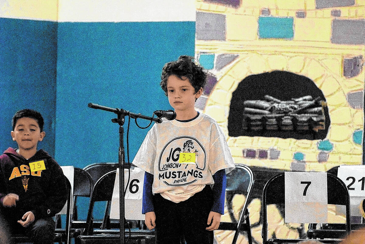 Horace Langford Jr./Pahrump Valley Times Nye District Spelling Bee runner-up Thieron Amato, a ...