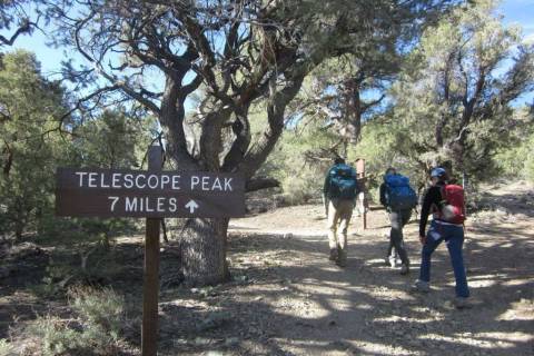 National Park Service A group of hikers are seen along Telescope Peak Trail in Death Valley Nat ...