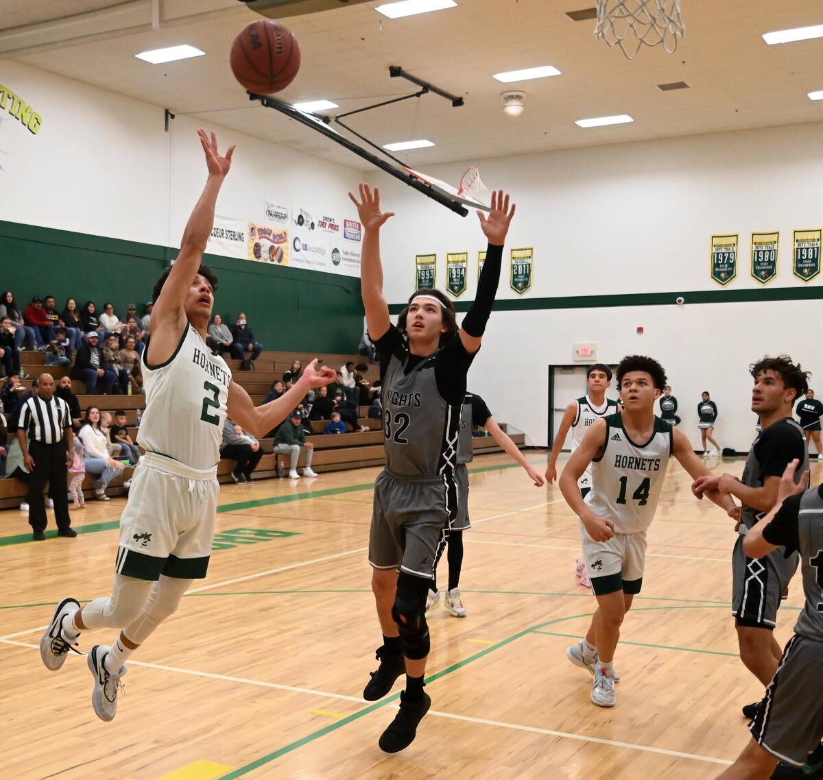 Richard Stephens/Special to Pahrump Valley Times Senior guard Effrain Moreno (2) going up for a ...