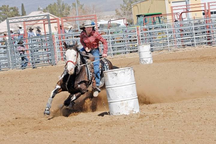 Horace Langford Jr./Pahrump Valley Times Here is one of the junior high school barrel racers d ...