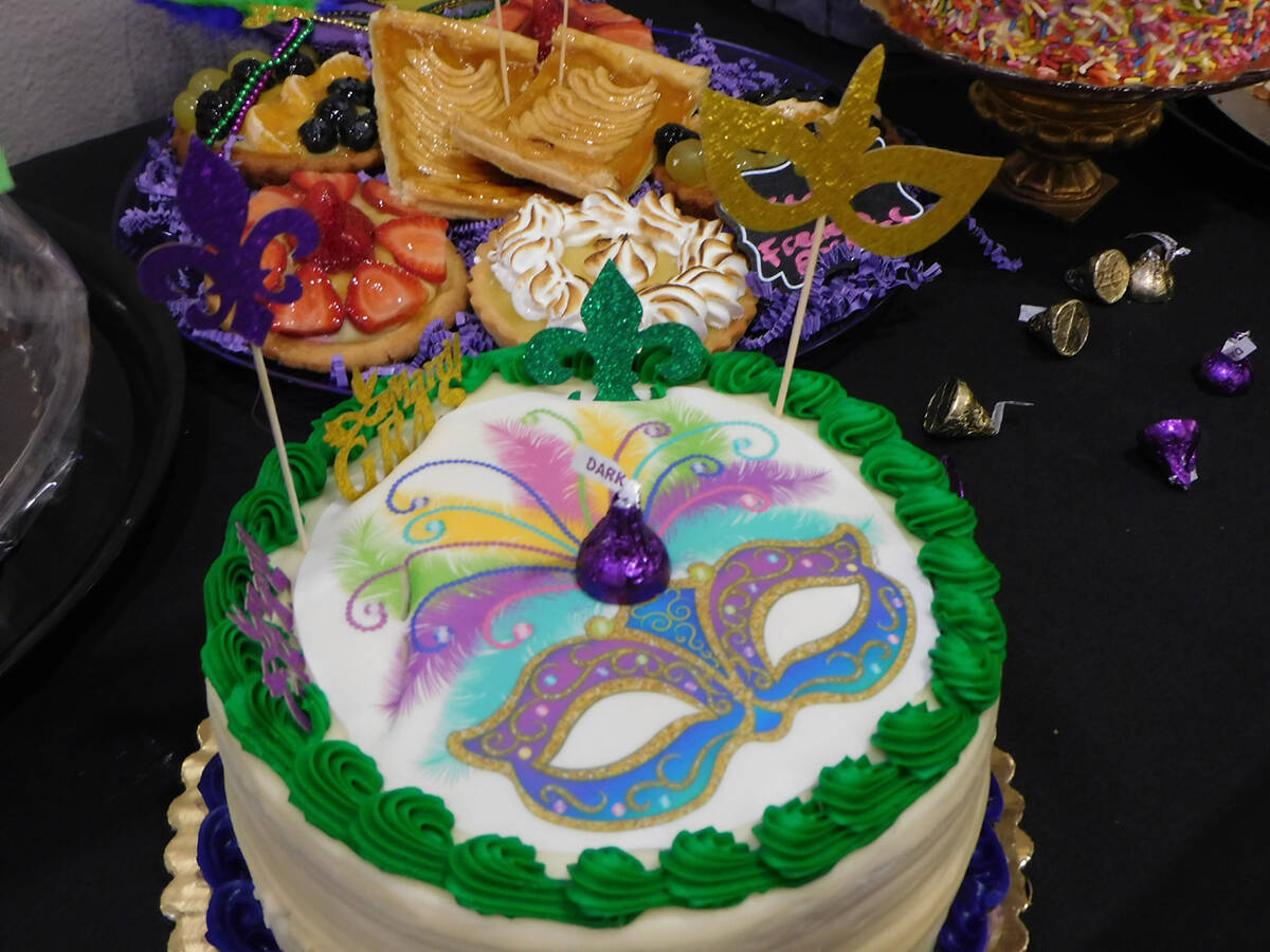 Robin Hebrock/Pahrump Valley Times Desserts decorated in Mardi Gras style were on display.