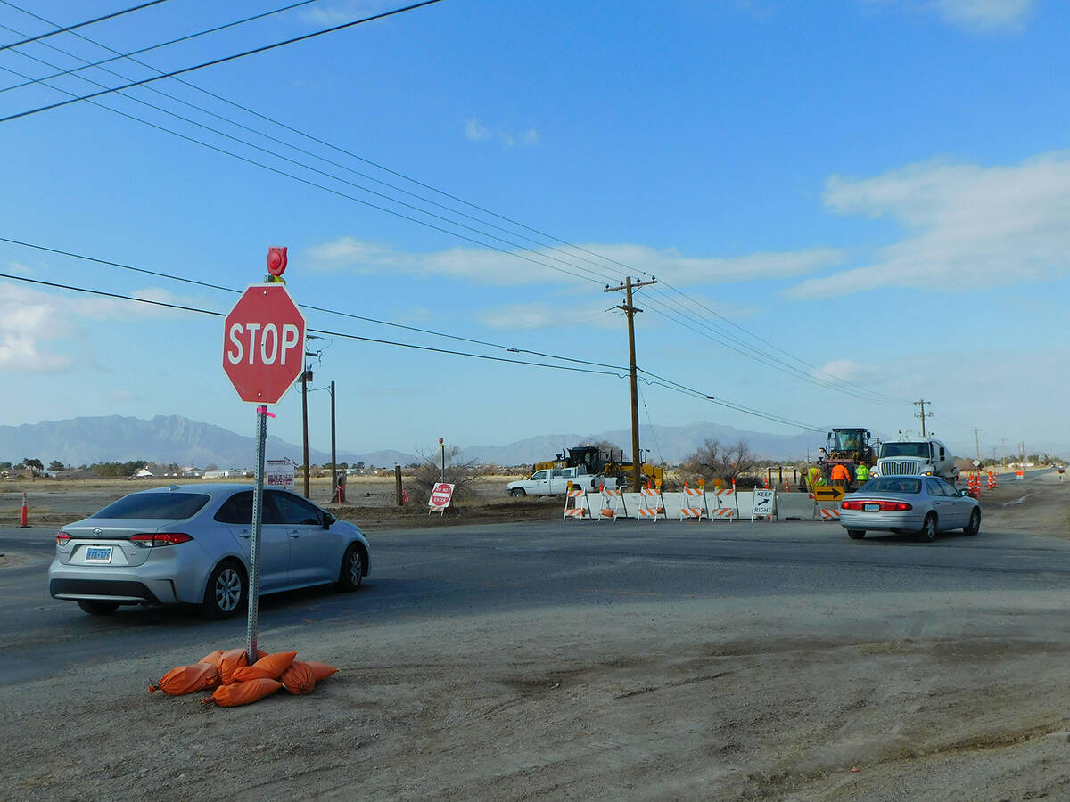 Robin Hebrock/Pahrump Valley Times Drivers are seen cautiously proceeding across the Basin Aven ...