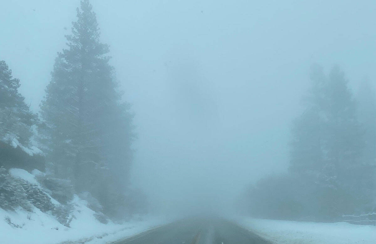 A near white-out in the Spring Mountains National Recreation Area on Wednesday afternoon. The a ...