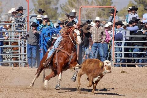 Horace Langford Jr./Pahrump Valley Times Cowgirl Emily Bennett is pictured in the breakaway ev ...