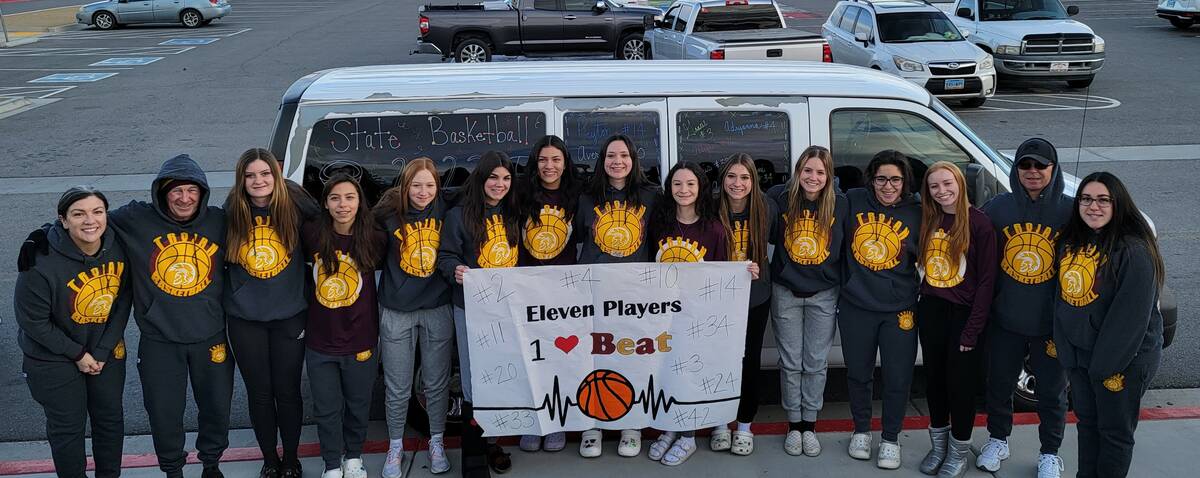 Jennifer Shockley/Special to Pahrump Valley Times The 2022-23 Lady Trojans getting ready to hea ...