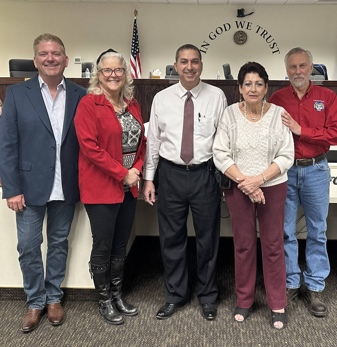 Special to the Pahrump Valley Times From left to right are Nye County Commissioners Ron Boskovi ...