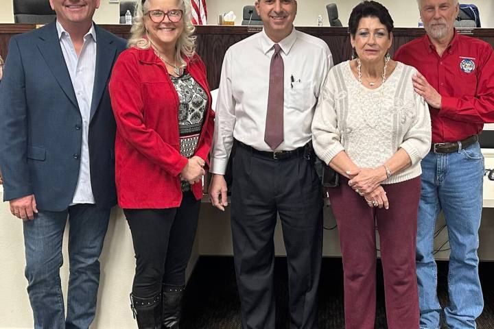 Special to the Pahrump Valley Times From left to right are Nye County Commissioners Ron Boskovi ...