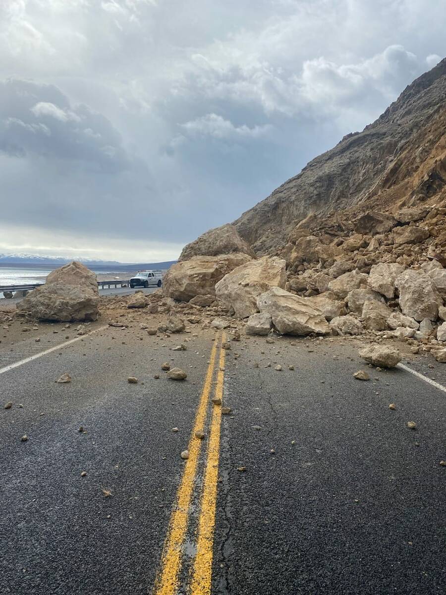 Mineral County Sheriff's Office A rockslide just north of the town of Walker Lake on U.S. 95.