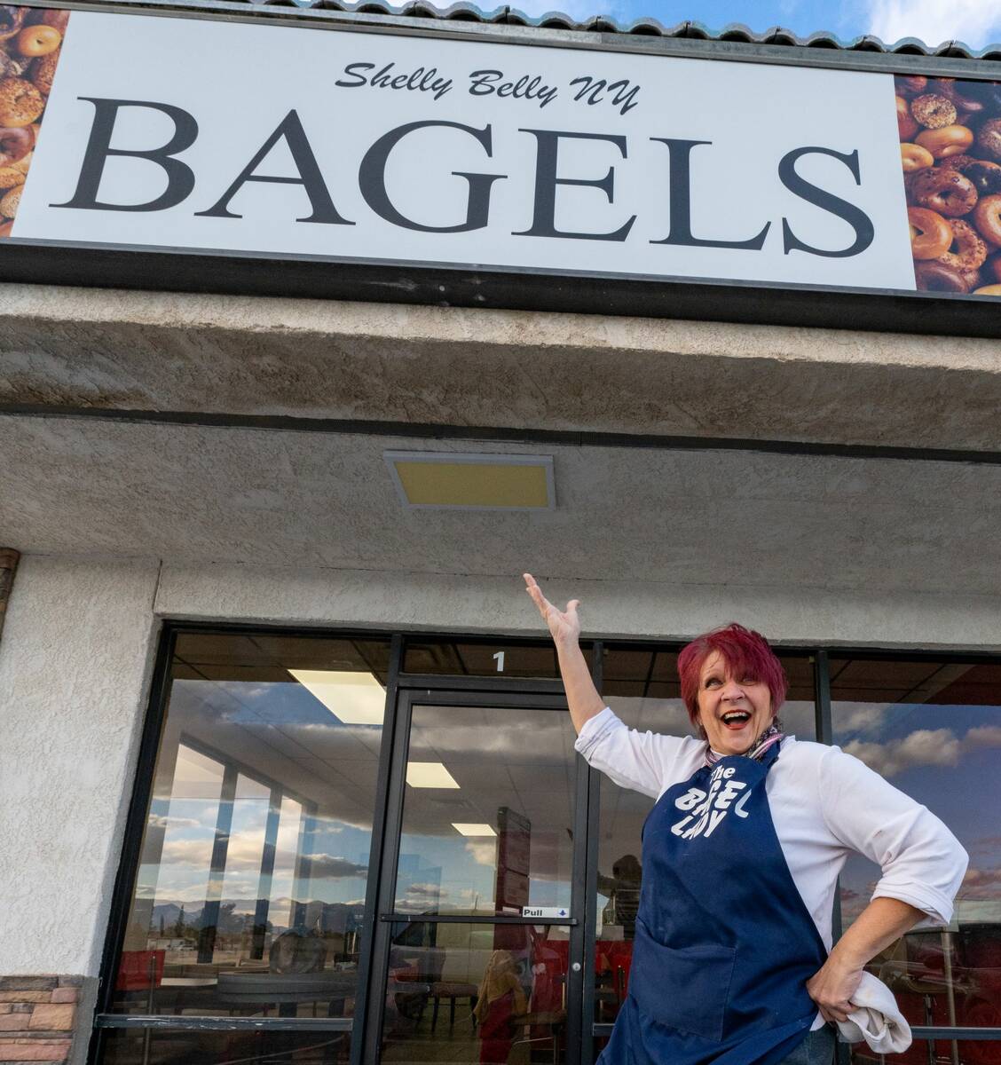 John Clausen/Pahrump Valley Times Shelly Fisher stands in front of her new Shelly Belly NY Bage ...