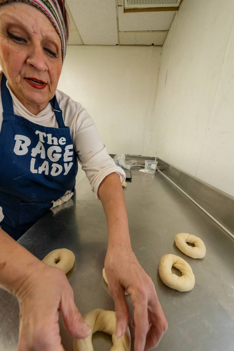 John Clausen/Pahrump Valley Times Shelly Fisher kneads dough at her new Shelly Belly NY Bagels ...