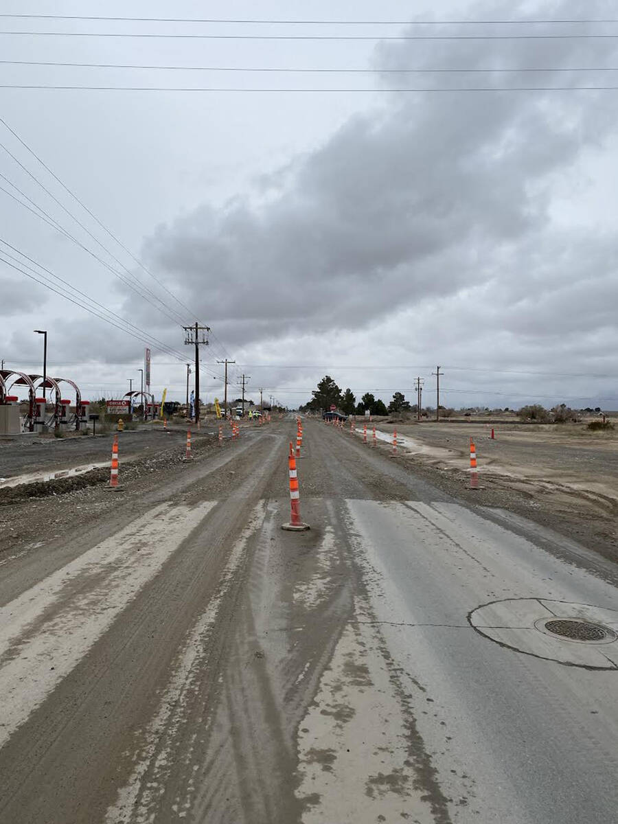 Photo Courtesy of Nye County Public Works A view of Blagg Road looking south toward the interse ...