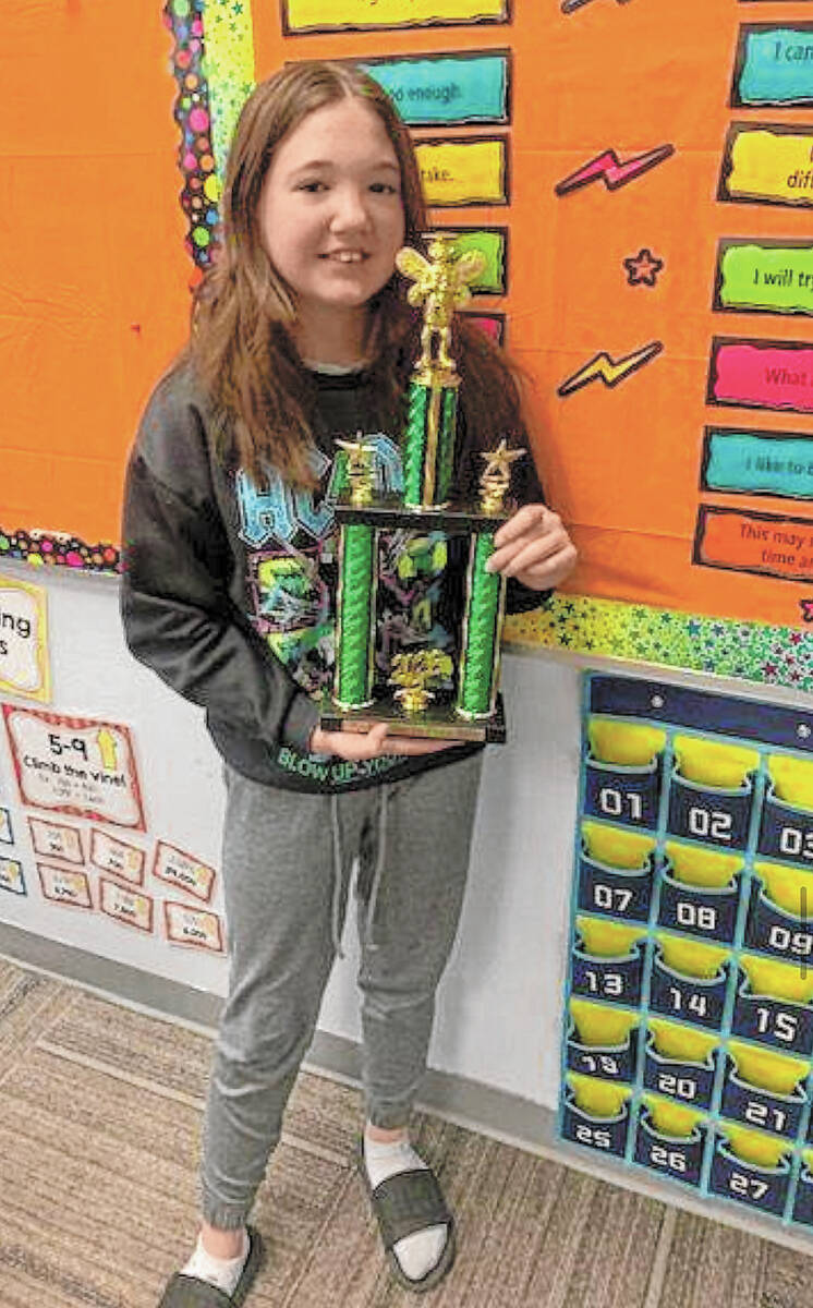 Special to the Pahrump Valley Times Savannah Sherbahn, a seventh-grader at Round Mountain Middl ...