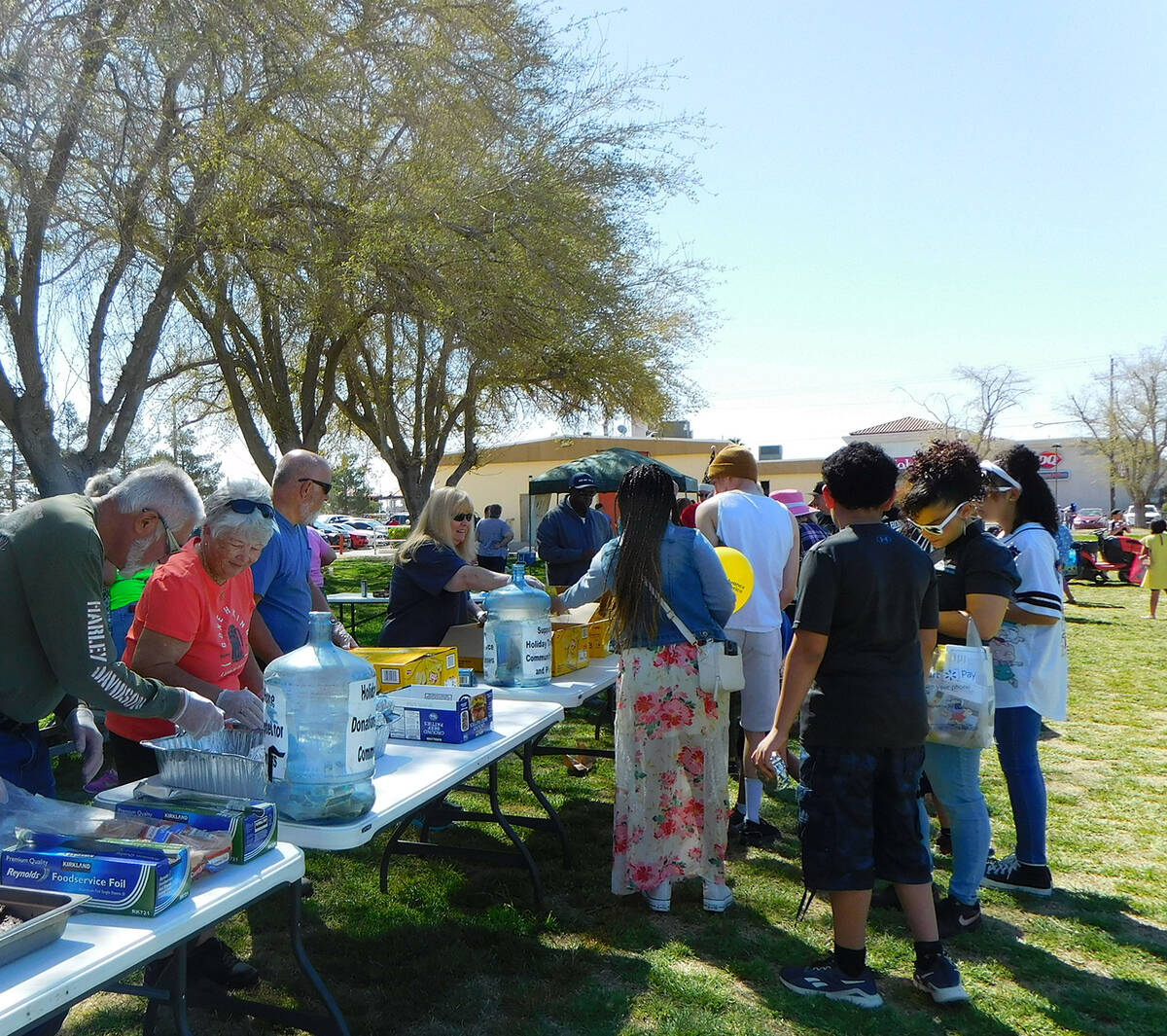 Robin Hebrock/Pahrump Valley Times Free hot dogs, hamburgers, chips and water were offered to a ...