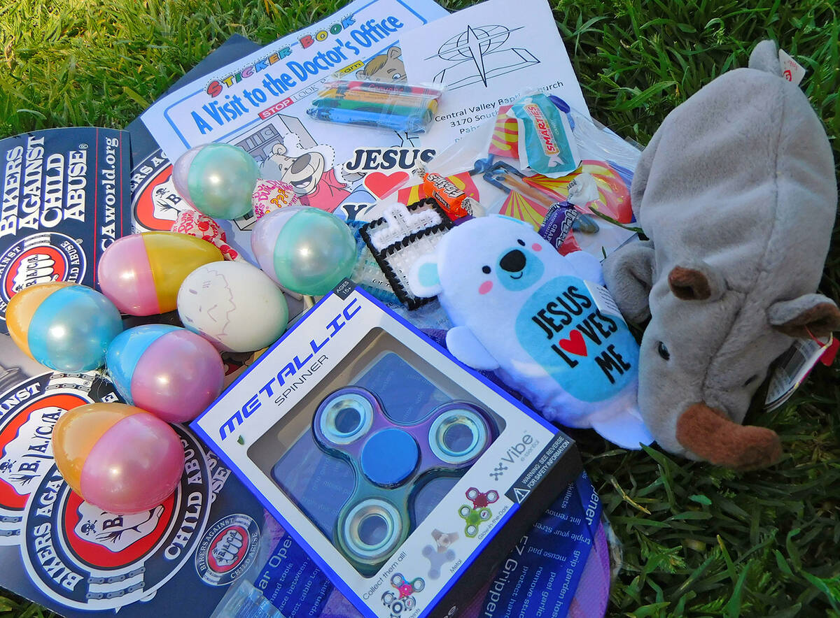 Robin Hebrock/Pahrump Valley Times Plastic eggs, candy, coloring books and more were handed out ...