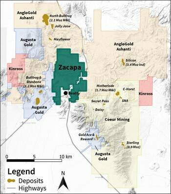 CNW Group/Zacapa Resources Location map of the South Bullfrog project displaying Zacapa’s la ...