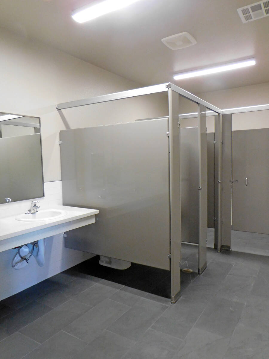 Robin Hebrock/Pahrump Valley Times The long-sought restrooms at the Veterans Memorial Building ...