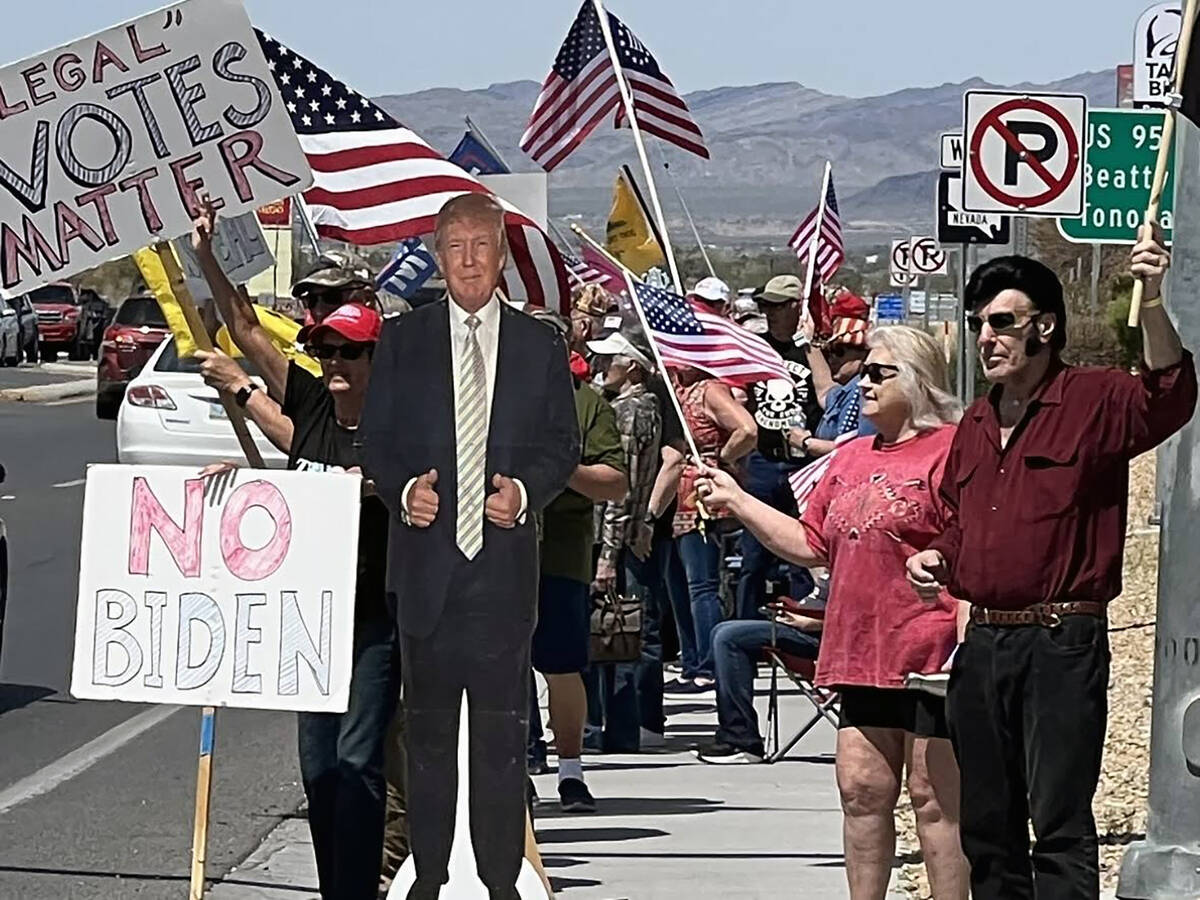 Pahrump takes to the streets again in protest of Trump’s arraignment ...