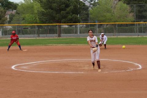Danny Smyth/Pahrump Valley Times Ava Chiancone (33) delivering a pitch to a Viking batter in th ...
