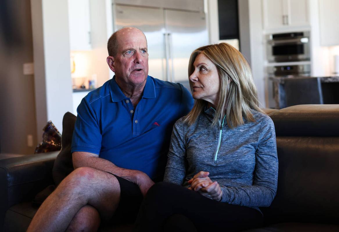 Jeff Bracey, left, and wife Lynda Brooks-Bracey speak to the Review-Journal at their home in La ...