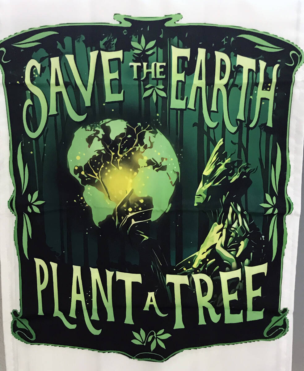 Robin Hebrock/Pahrump Valley Times In honor of the Arbor Day mission, this sign was displayed a ...