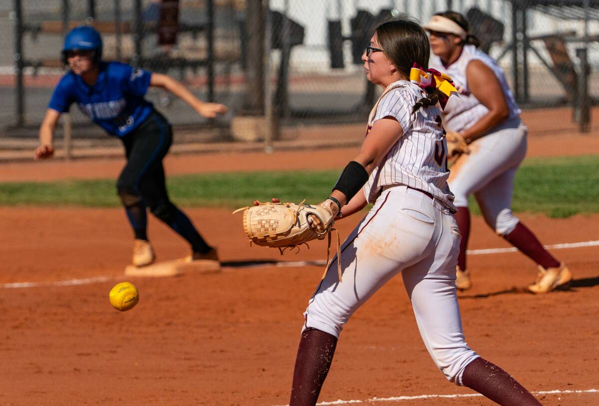 John Clausen/Pahrump Valley Times Ava Chiancone (33) delivering a pitch in the Trojans' loss to ...
