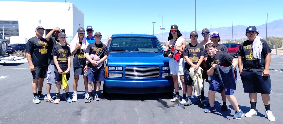 Special to Pahrump Valley Times The Pahrump Valley high school baseball teams held a car wash f ...