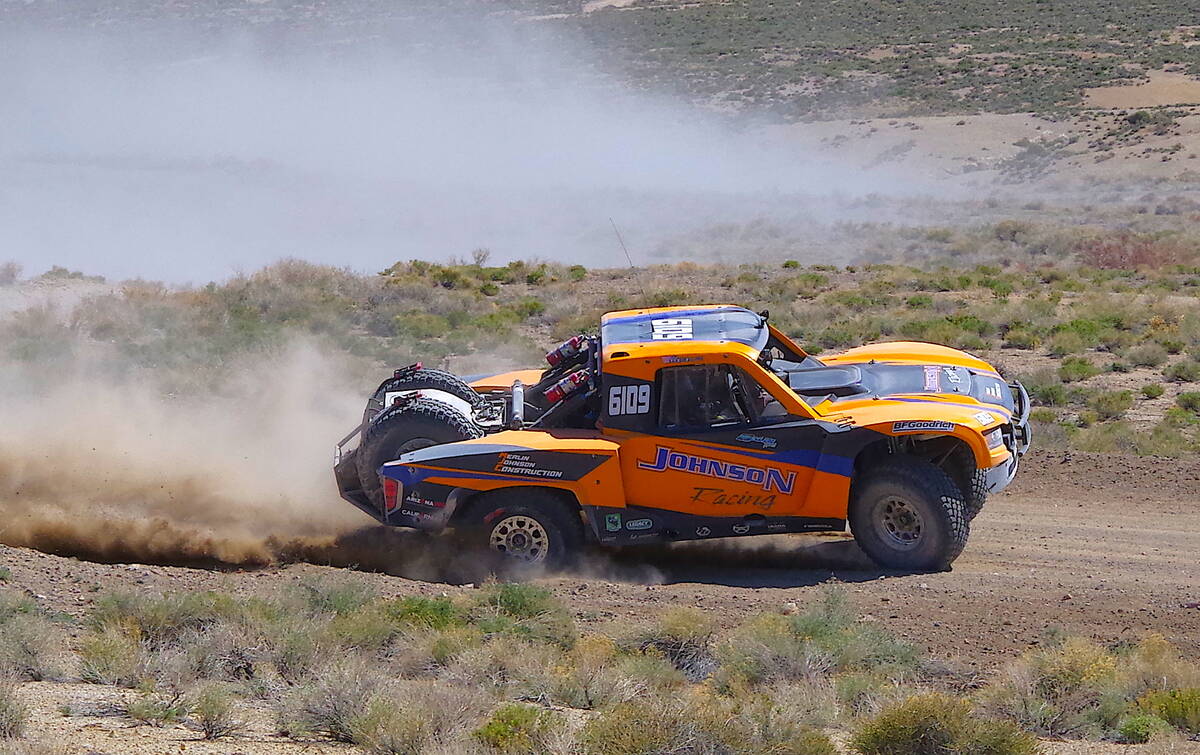 Marcus Prazniak/Pahrump Valley Times Jake Johnson driving through the Nevada desert on his way ...