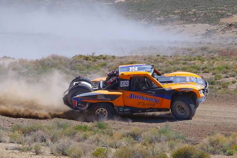 Marcus Prazniak/Pahrump Valley Times Jake Johnson driving through the Nevada desert on his way ...