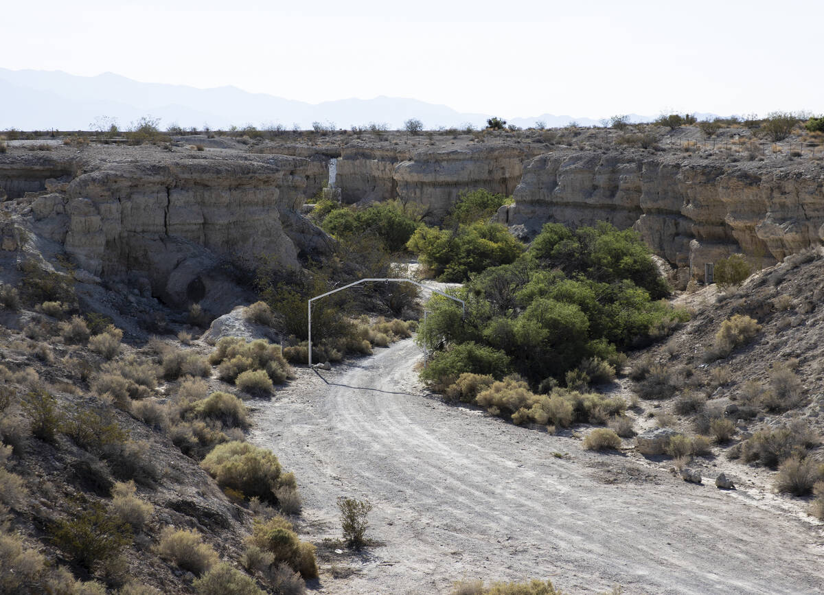 A cliff is shown in August 2021 in Cathedral Canyon near Pahrump. (Bizuayehu Tesfaye/Las Vegas ...