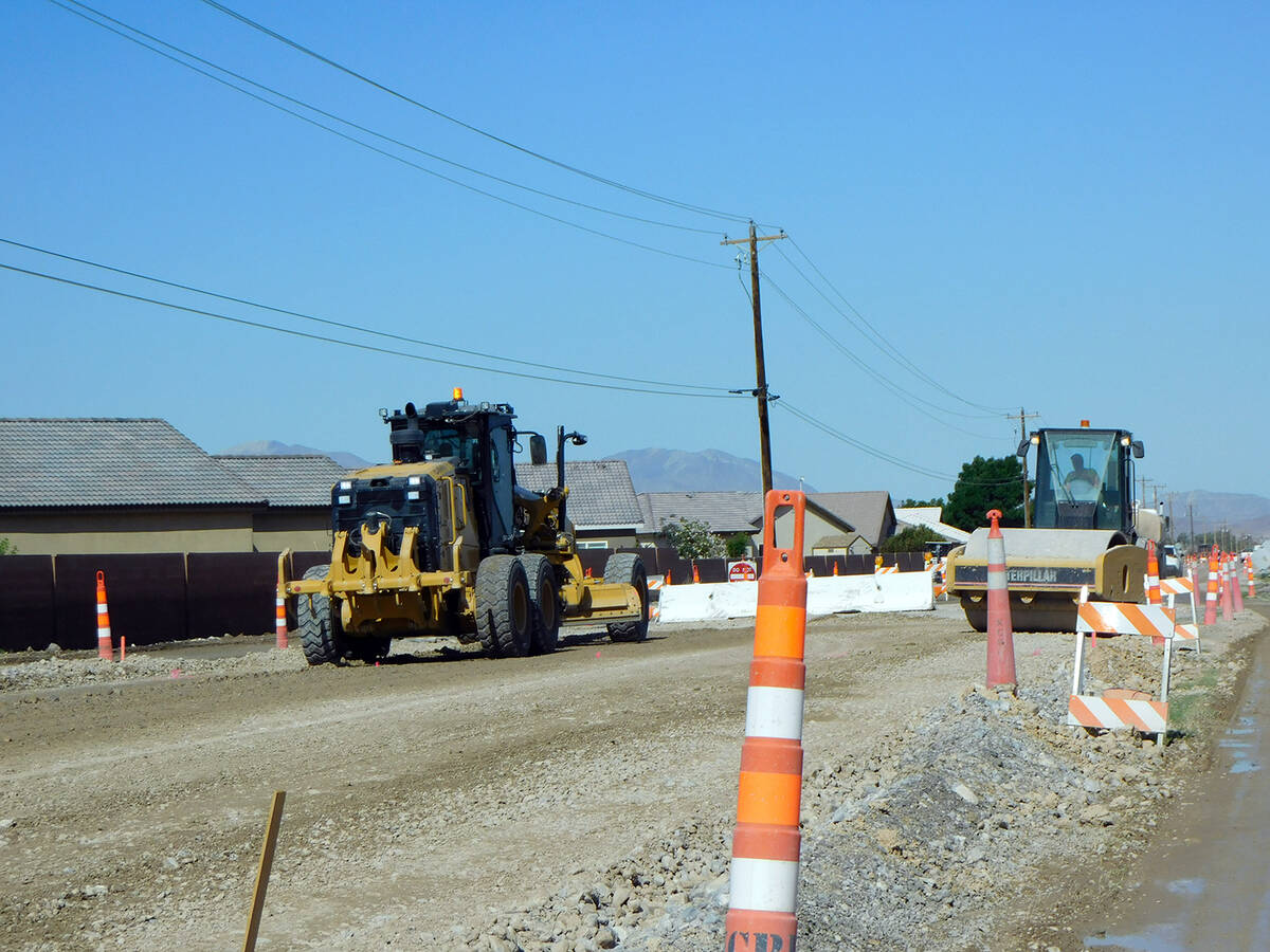 Robin Hebrock/Pahrump Valley Times Construction vehicles are shown working on Basin Avenue.