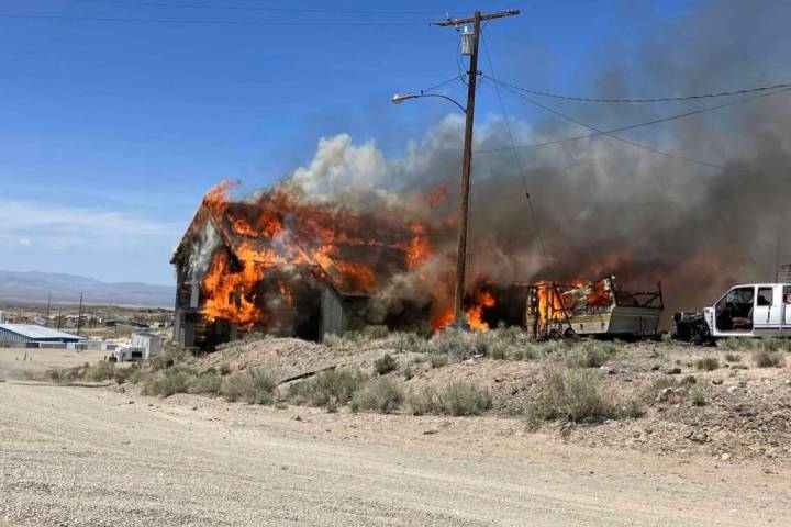 Nye County Sheriff’s Office Fire destroyed several trailers, a manufactured home and a truck ...