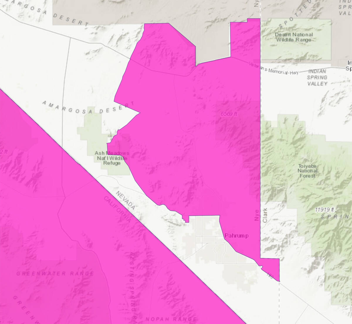 Special to the Pahrump Valley Times This map, viewable on the US Department of Housing and Urba ...