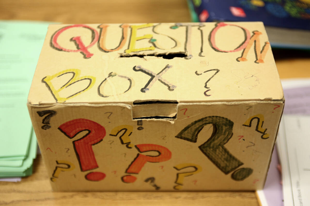 Rachel Aston Las Vegas Review-Journal @rookie__rae A question box for students to pose anonymou ...