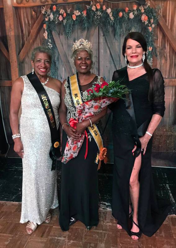 Robin Hebrock/Pahrump Valley Times Ms. Senior Golden Years 2023 Althea P. Jones, center, is pic ...