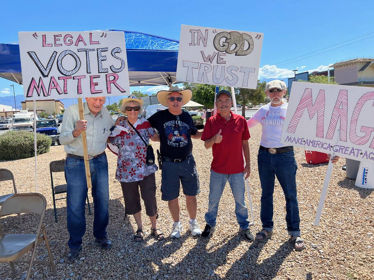 Special to the Pahrump Valley Times Residents gathered at the corner of Highways 160 and 372 in ...