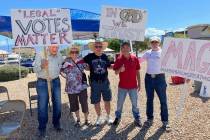 Special to the Pahrump Valley Times Residents gathered at the corner of Highways 160 and 372 in ...