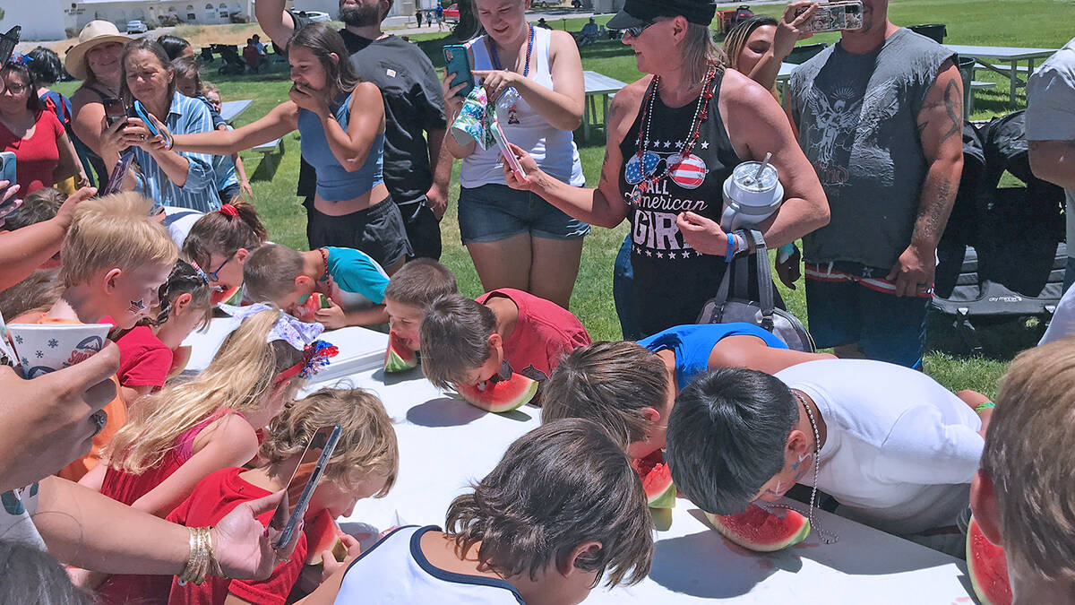 Robin Hebrock/Pahrump Valley Times The watermelon eating contest was a massive hit, drawing doz ...
