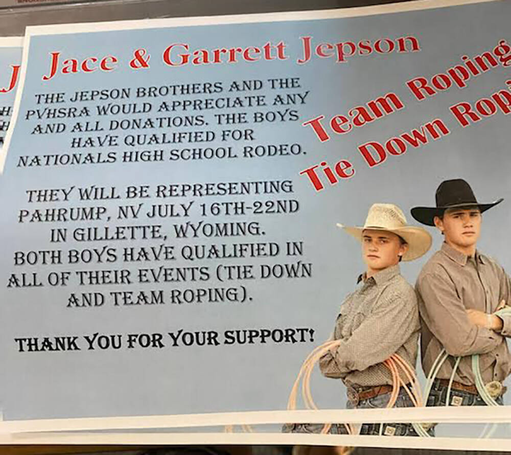 Special to the Pahrump Valley Times Jace and Garrett Jepson have qualified to compete individua ...