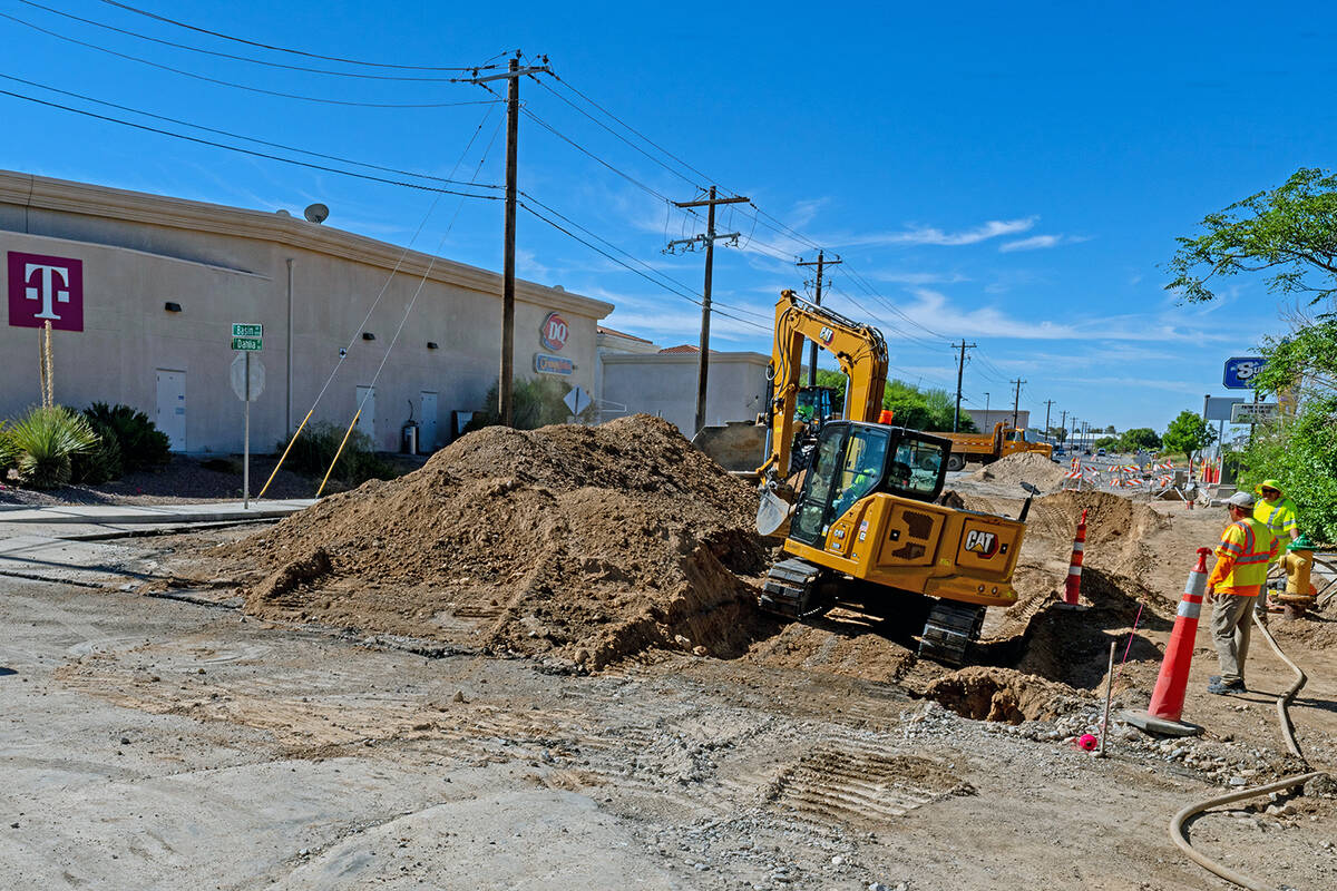 John Clausen/Pahrump Valley Times Nye County Public Works crews are seen performing excavation ...