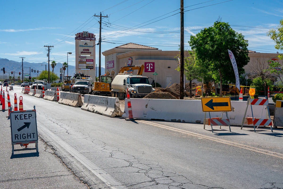 John Clausen/Pahrump Valley Times Drivers will not be able to use Dahlia Street as an access po ...